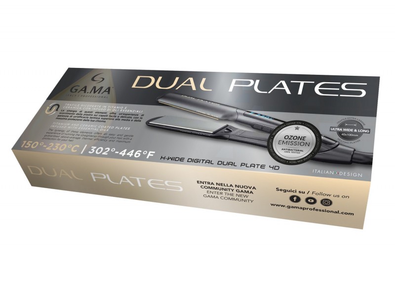 Մազերը հարթեցնող հարդուկ Gama X - WIDE DIGITAL PTC 4D DUAL PLATES
